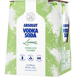 ABSOLUT SODA LIME 4PCK CANS