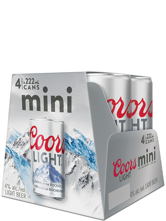 COORS LIGHT MINI CAN 4 PACK 222ML